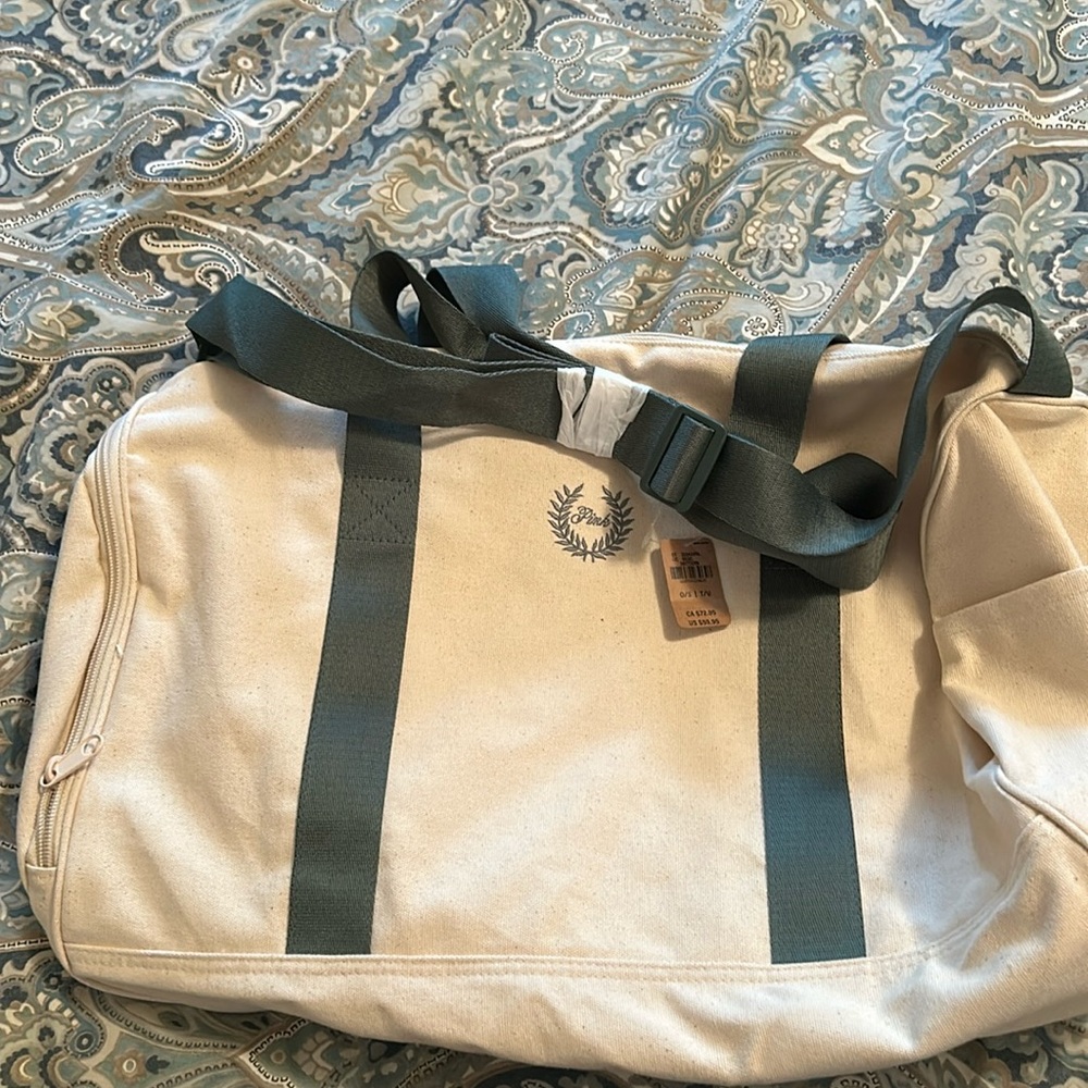 PINK nwt lined canvas duffle